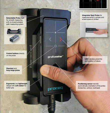 Современный сканирующий прибор для измерения толщины защитного слоя бетона Profometer PM-630
